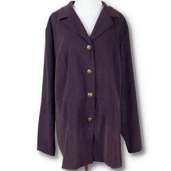 Fashion bug blazer 22/24 purple faux suede jacket - Picture 11 of 11